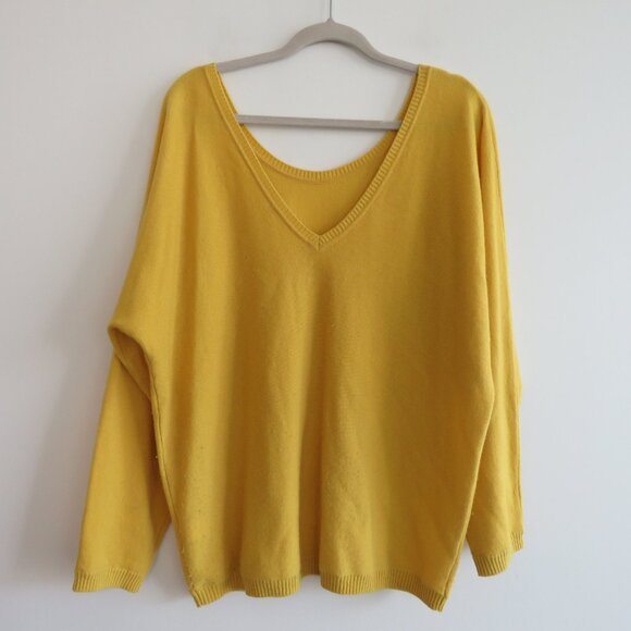 VINCE 100% Cashmere Scoop Neck Sweater in Canary Yellow Quiet Luxury - Size L - Picture 5 of 12